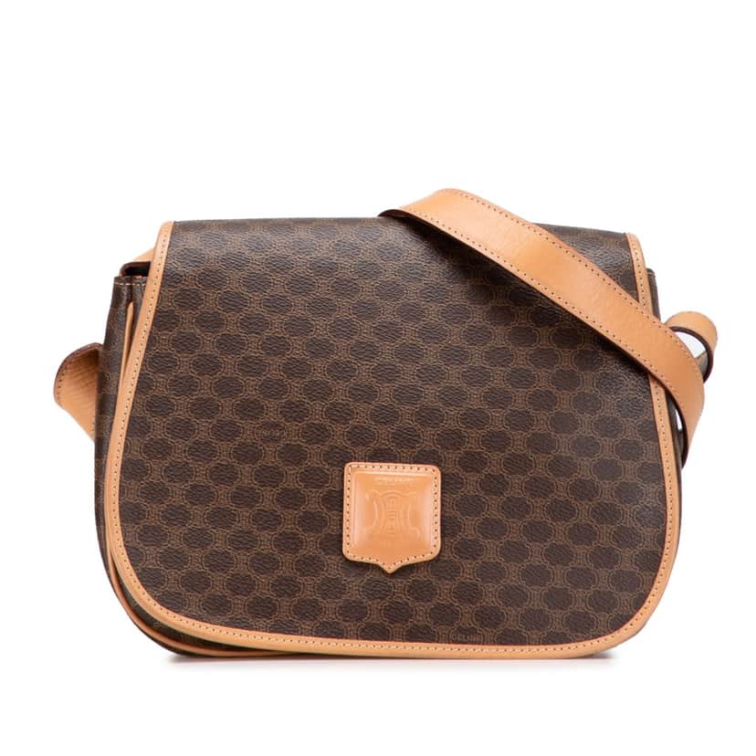 Celine Macadam Coated Canvas Crossbody Brown Canvas Good condition - Front View