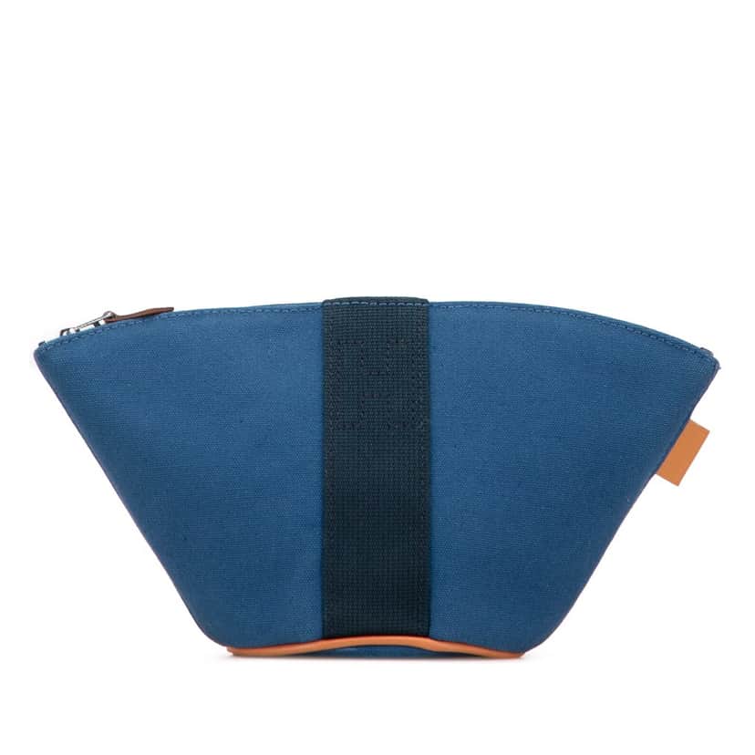 Hermès Mini Toile Palmyre Pouch Blue Canvas Very good condition - Front View