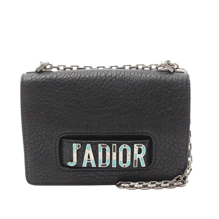 Dior Canyon Grained Lambskin Mosaic J Adior Chain Flap Black Leather Good condition - Front View