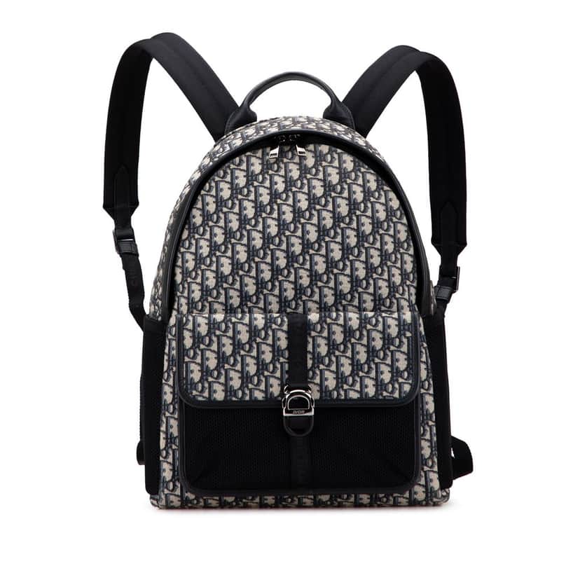 Dior Oblique Canvas 8 Backpack Blue Canvas Good condition - Front View