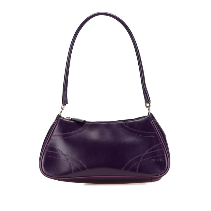 Prada Vitello Drive Shoulder Bag Purple Leather Good condition - Front View