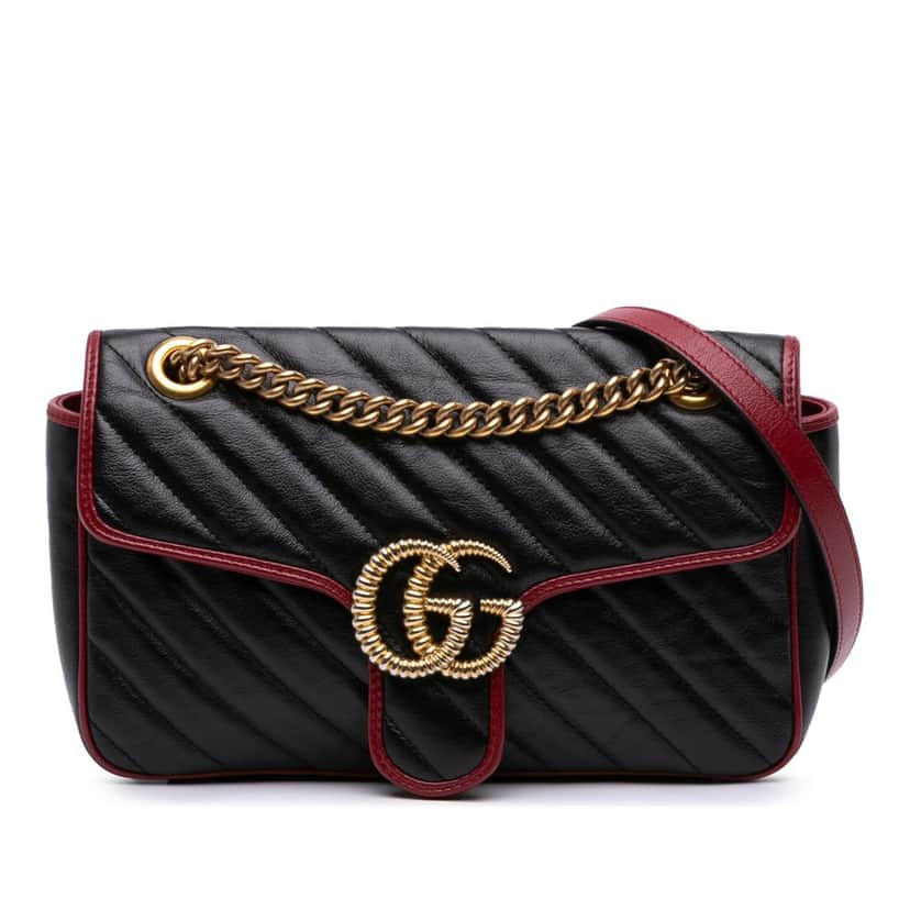 Gucci Small GG Marmont Matelasse Leather Torchon Flap Crossbody Black Leather Good condition - Front View