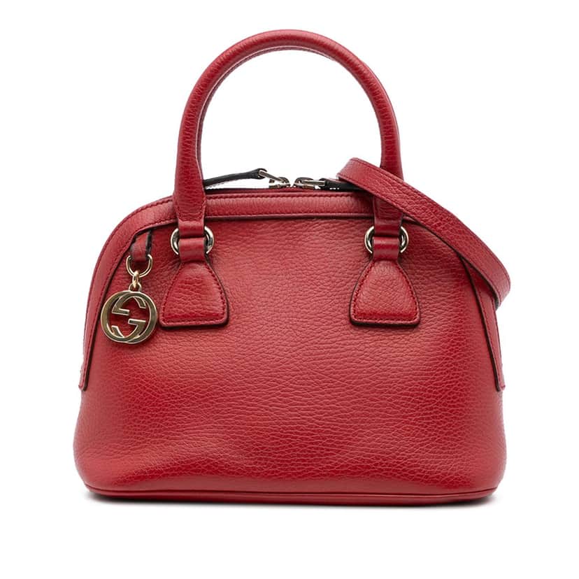 Gucci Mini Leather GG Charm Dome Satchel Red Leather Good condition - Front View