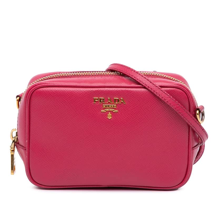 Prada Mini Saffiano Camera Bag Pink Leather Good condition - Front View