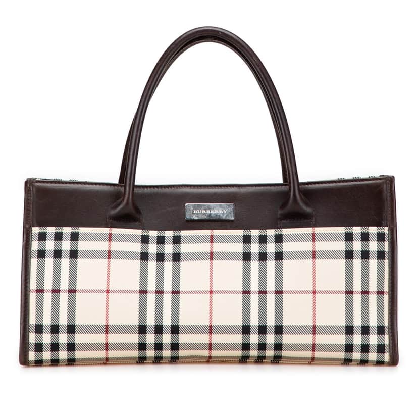 Burberry House Check Canvas Handbag Brown Canvas Good condition - Front View