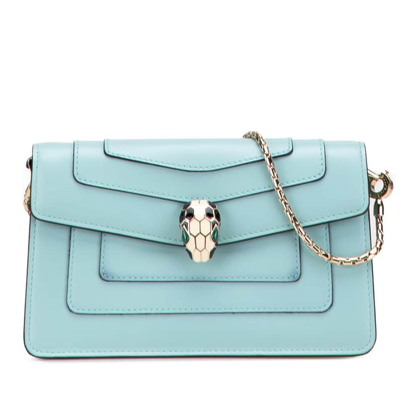 Bvlgari Medium Calfskin Serpenti Forever Shoulder Bag Blue Leather Good condition - Front View