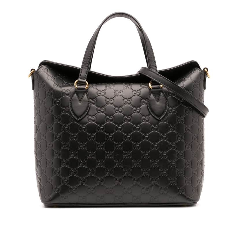 Gucci Guccissima Linea A Fold Over Satchel Black Leather Good condition - Front View