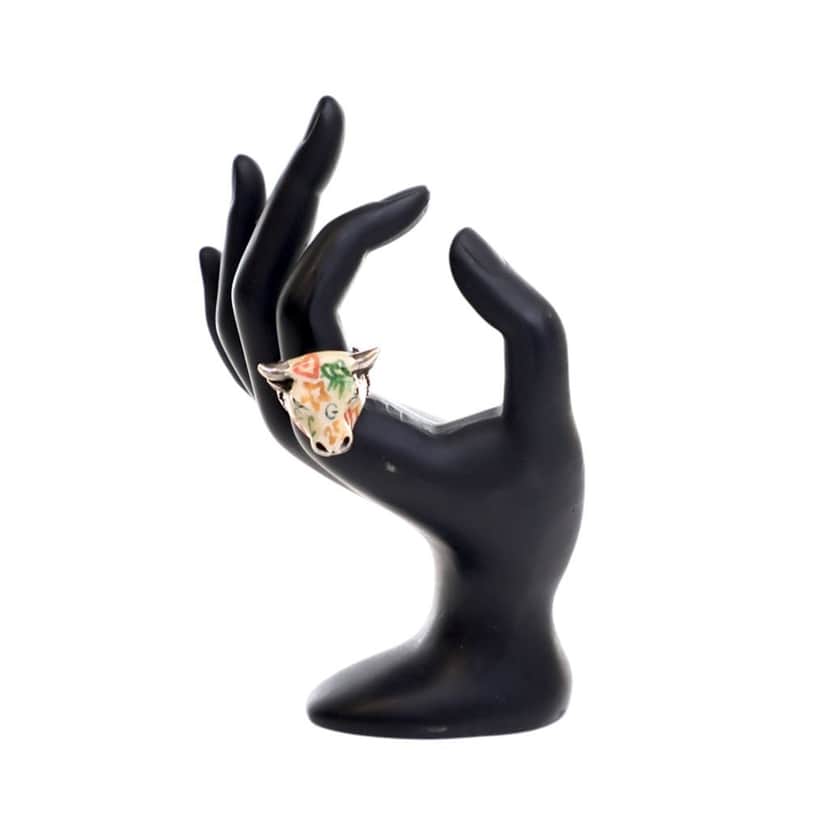 Gucci Sterling Silver Enamel Anger Forest Bulls Head Ring Silver Silver Good condition - Front View