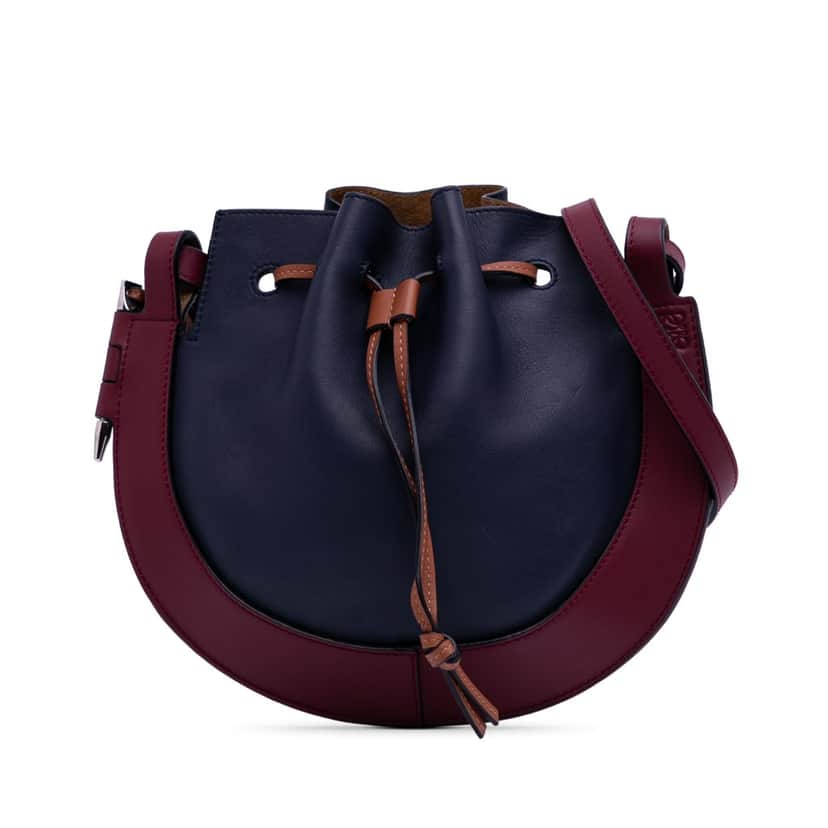 Loewe Small Leather Colorblock Horseshoe Crossbody Blue Leather Good condition - Front View
