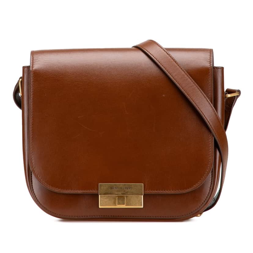 Saint Laurent Leather Betty Flap Pouch Bag Brown Leather Good condition - Front View