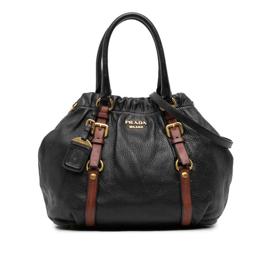 Prada Cervo Antik Satchel Black Leather Good condition - Front View
