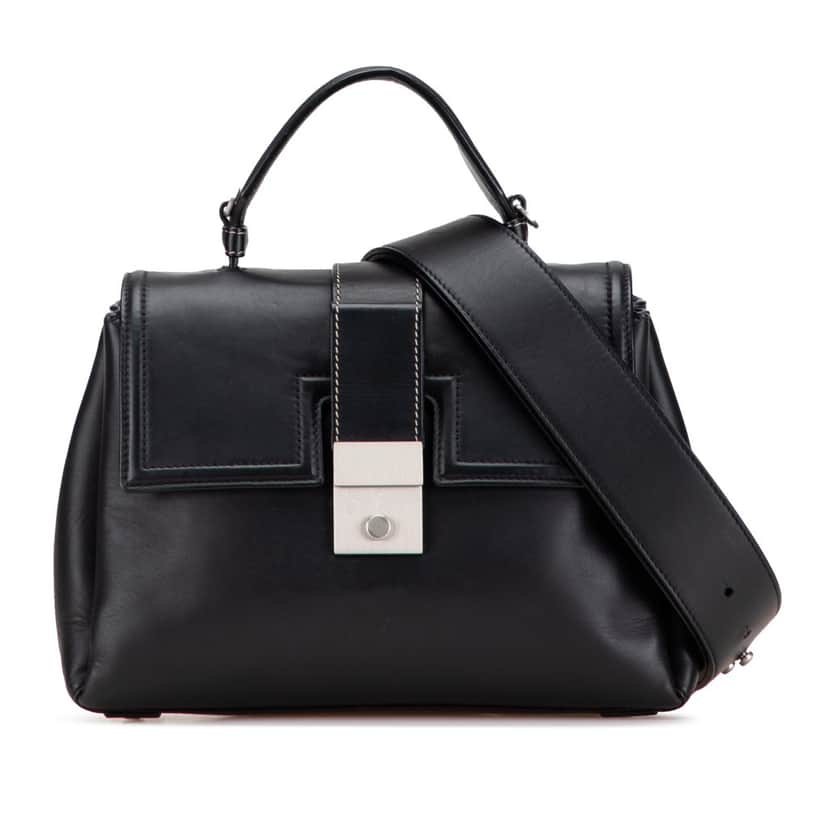 Bottega Veneta Small Nappa Piazza Top Handle Bag Black Leather Good condition - Front View