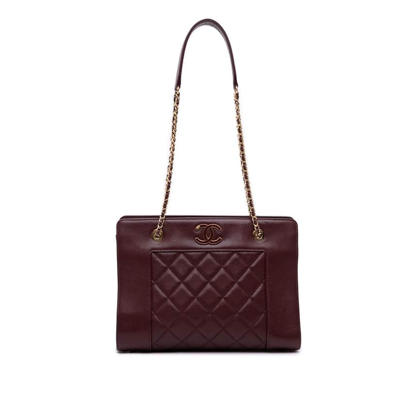 Chanel Small Sheepskin Mademoiselle Shopping Tote Red Leather Good condition - Front View