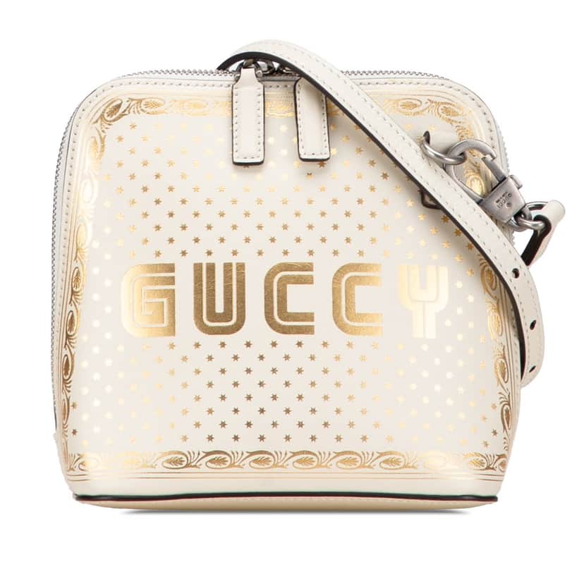 Gucci Mini Calfskin Guccy Sega Crossbody White Leather Good condition - Front View