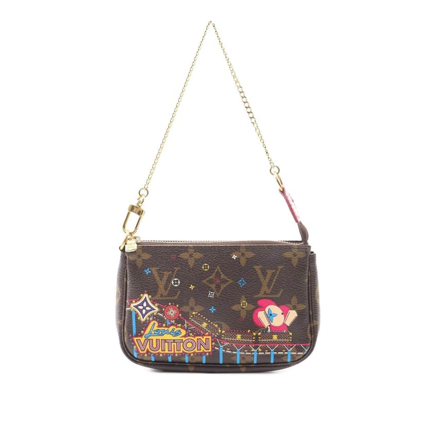 Louis Vuitton Monogram Vivienne Christmas Roller Coaster Mini Pochette Accessoires Brown Canvas Good condition - Front View