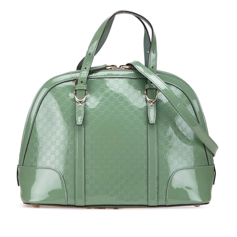 Gucci Small Microguccissima Patent Nice Satchel Green Leather Good condition - Front View