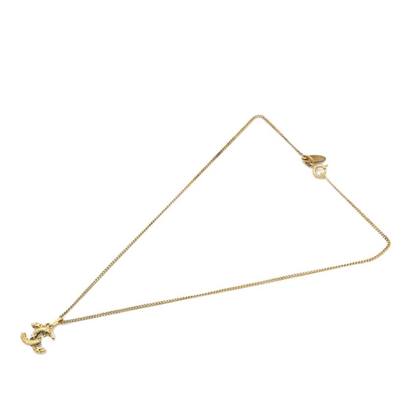 Chanel CC Gold Plated Pendant Necklace Gold Metal Good condition - Front View