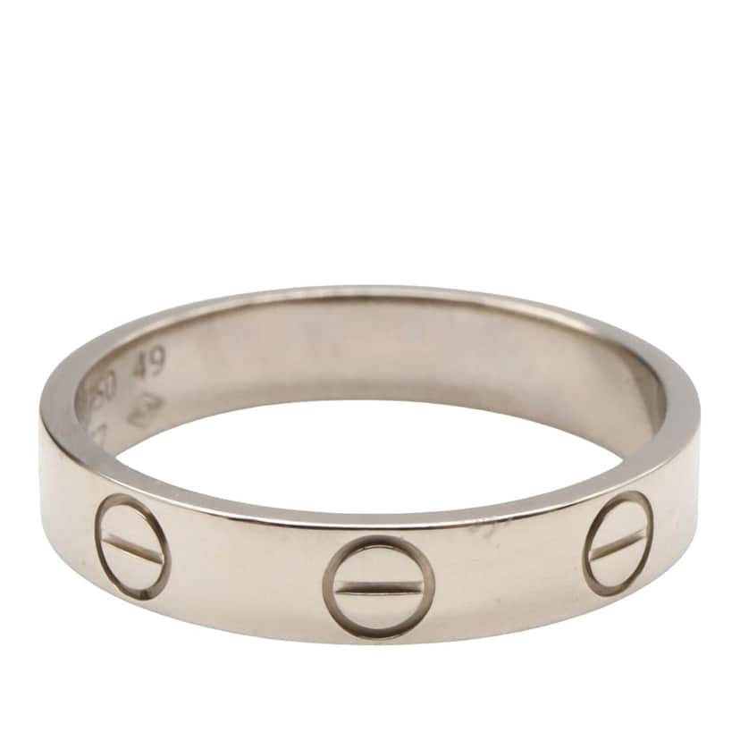 Cartier 18K White Gold Small Love Ring Silver White Gold Good condition - Front View