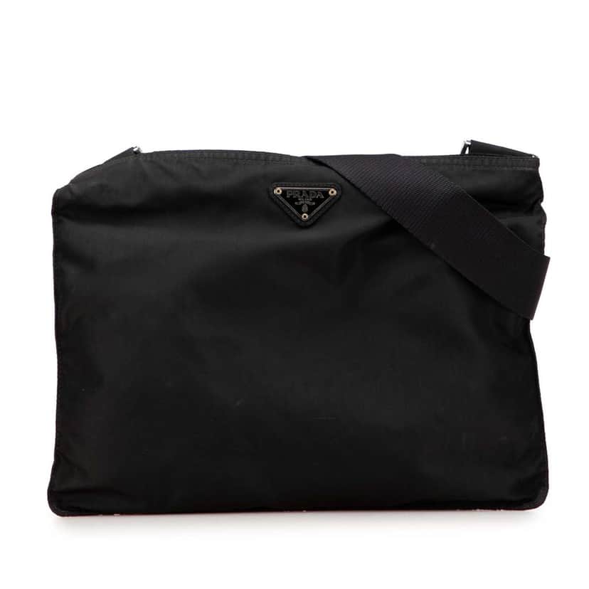 Prada Tessuto Zip Top Crossbody Black Good condition - Front View