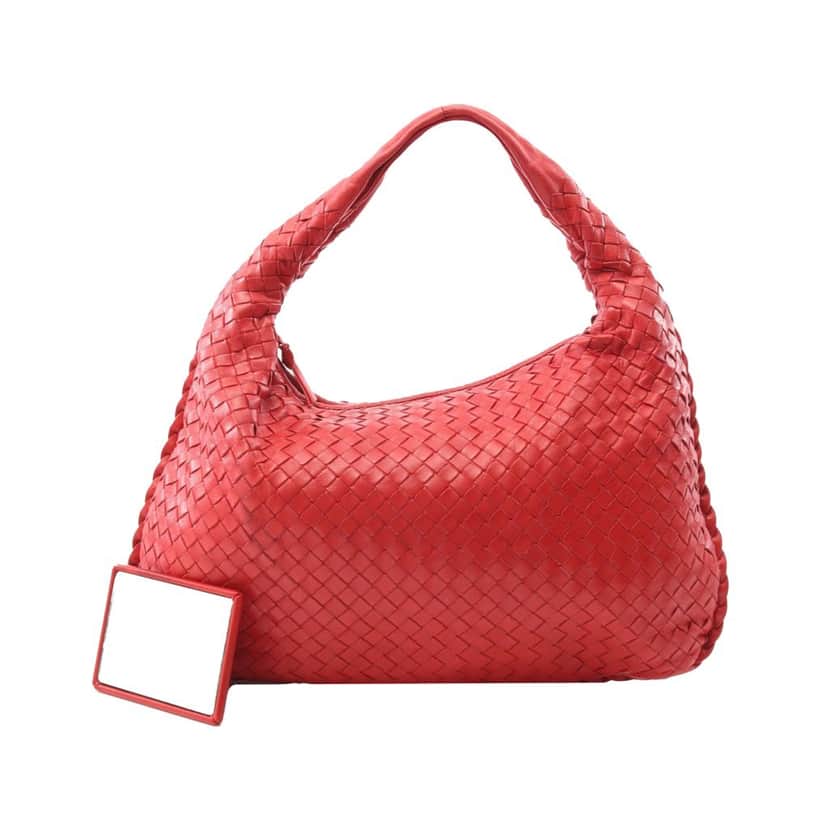 Bottega Veneta Small Nappa Intrecciato Veneta Hobo Red Leather Good condition - Front View