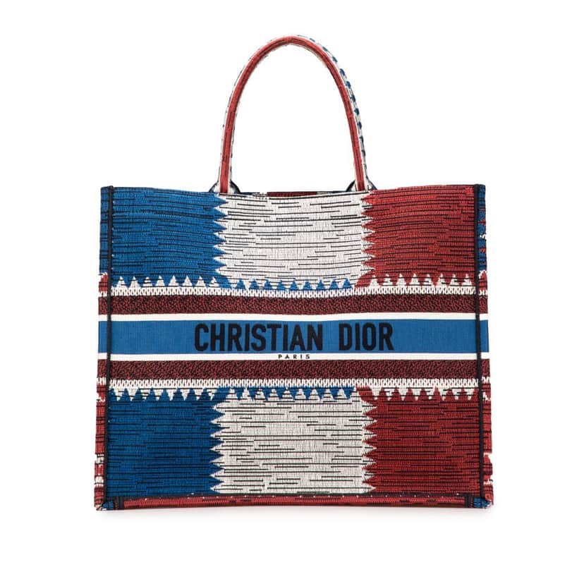 Dior Large Canvas French Flag Book Tote Blue Canvas Good condition - Front View