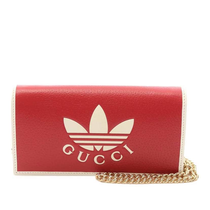 Gucci Adidas Leather Wallet On Chain Red Leather Good condition - Front View
