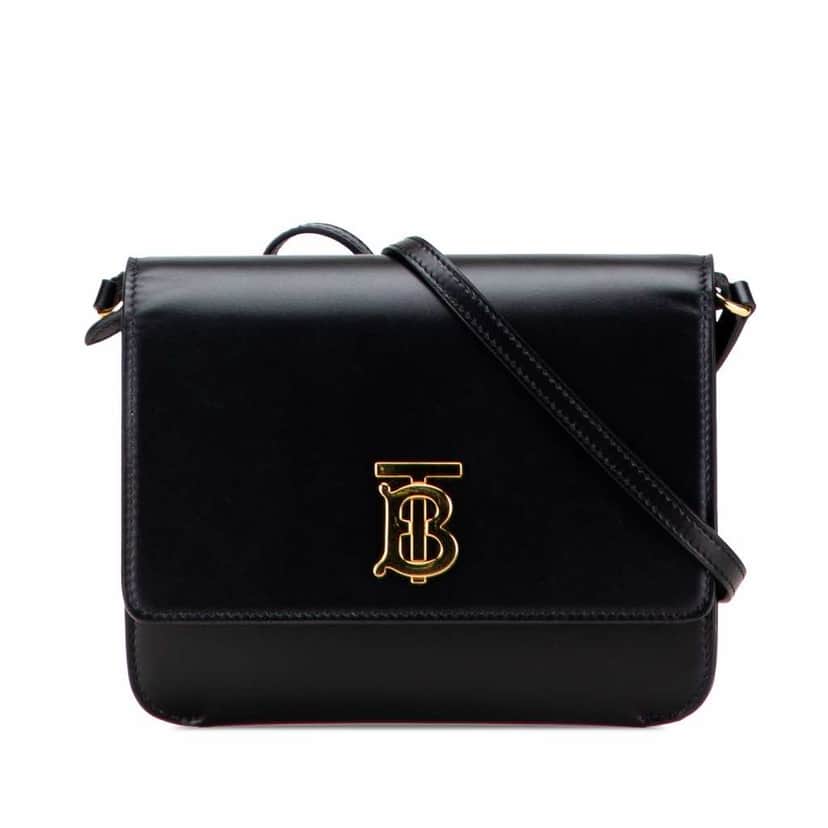 Burberry Mini Leather TB Monogram Flat Crossbody Black Leather Good condition - Front View