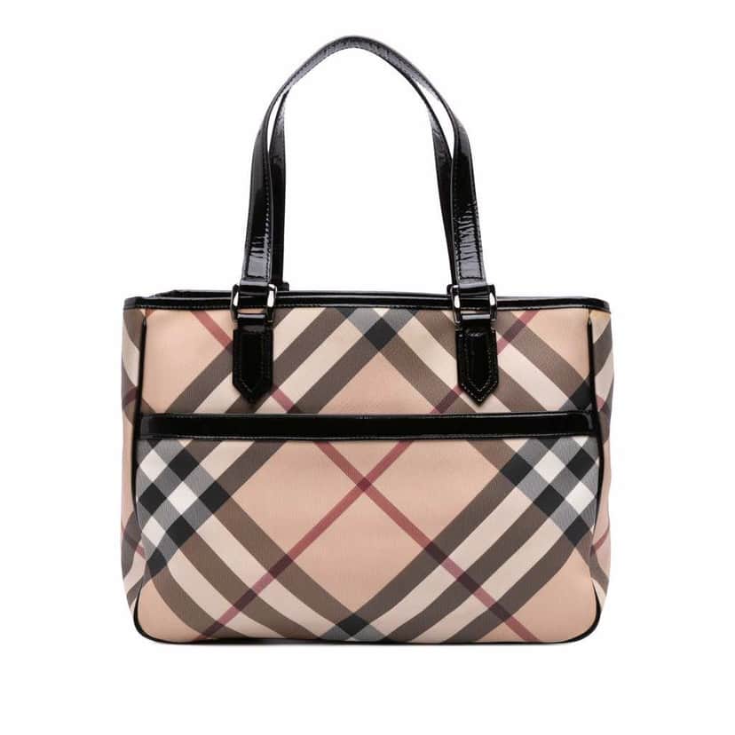 Burberry Supernova Check Coated Canvas Tote Brown Canvas Good condition - Front View