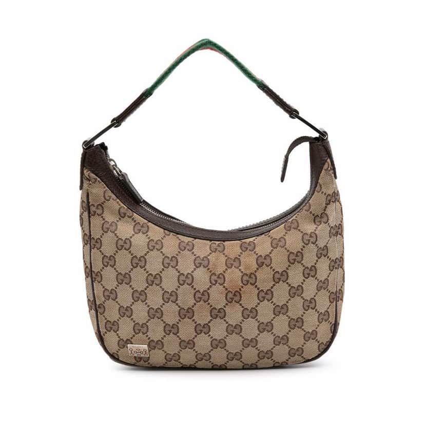Gucci Small GG Canvas Web Pop Shoulder Bag Brown Canvas Good condition - Front View