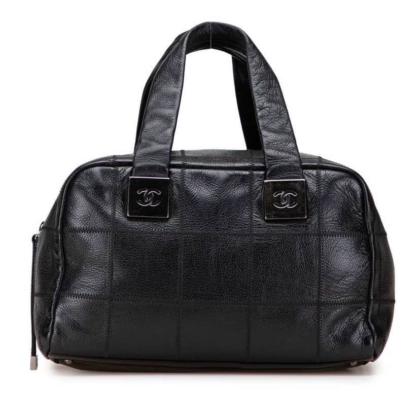 Chanel CC Choco Bar Caviar Stitched Boston Black Leather Good condition - Front View