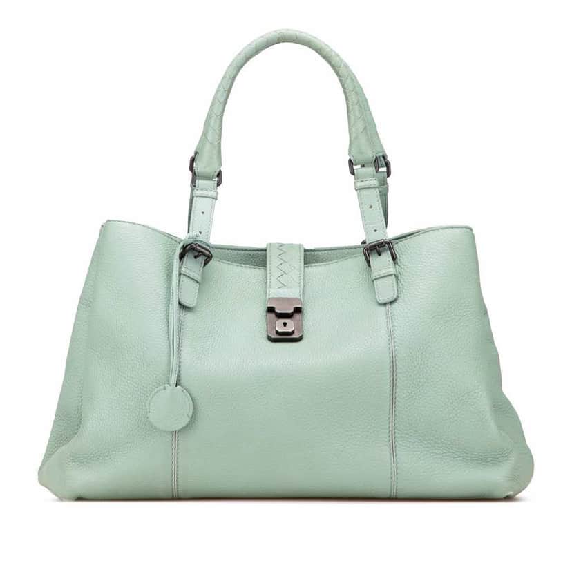 Bottega Veneta Medium Cervo Roma Tote Green Leather Good condition - Front View