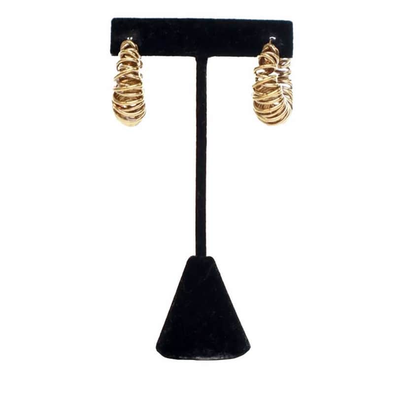 Bottega Veneta Gold Plated Multi Ring Hoop Hinged Earrings Gold Metal Good condition - Front View