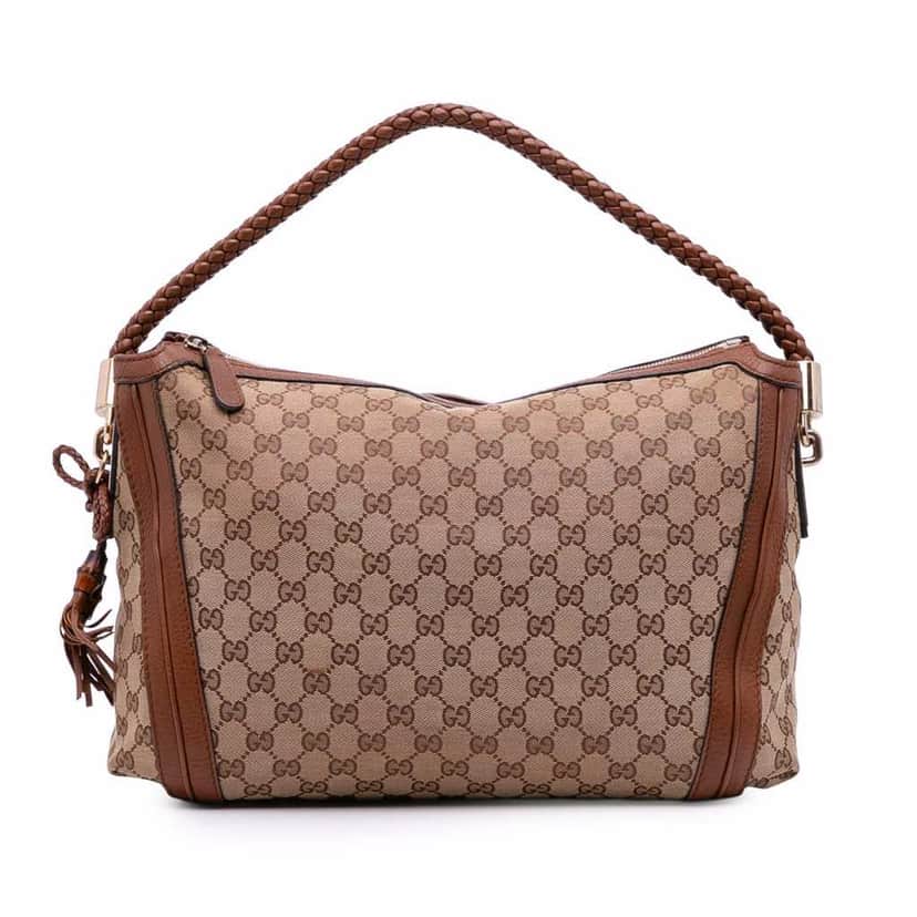 Gucci Medium GG Canvas Bella Shoulder Bag Brown Canvas Good condition - Front View
