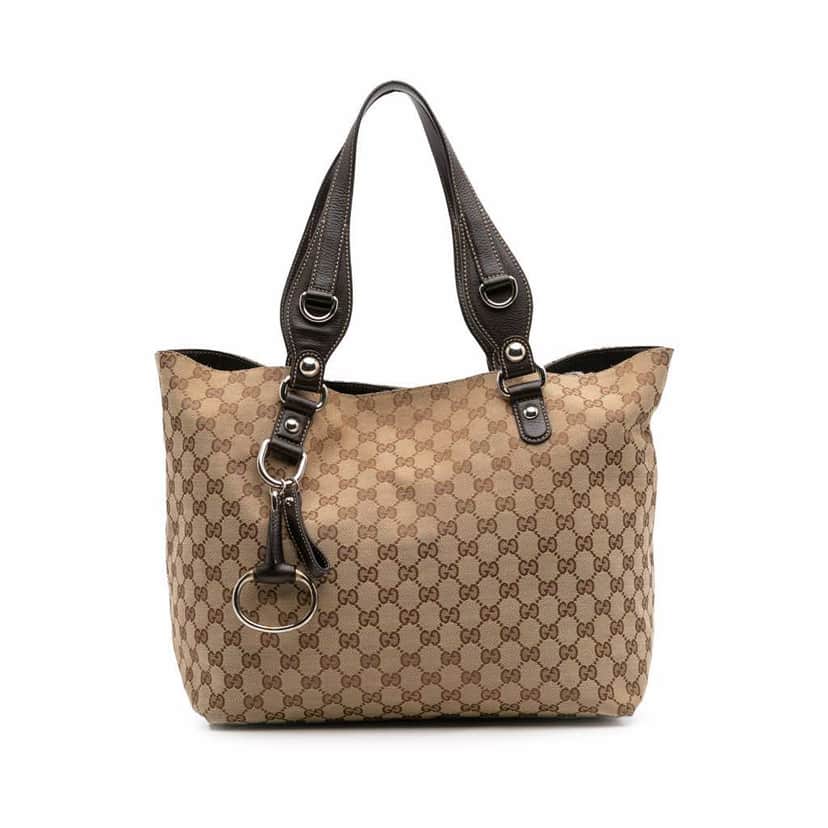 Gucci GG Canvas Icon Bit Tote Brown Canvas Good condition - Front View