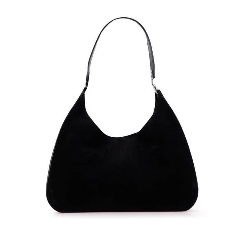Gucci Suede Shoulder Bag Black Leather Good condition - Front View