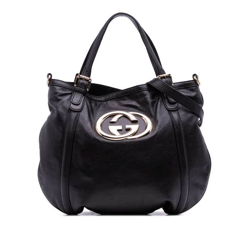 Gucci Medium Leather Britt Satchel Black Leather Good condition - Front View