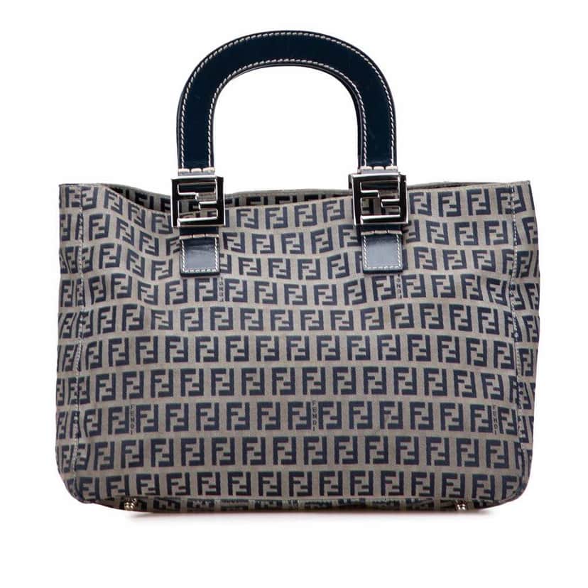 Fendi Small Zucchino Canvas Twins Tote Grey Canvas Very good condition - Front View