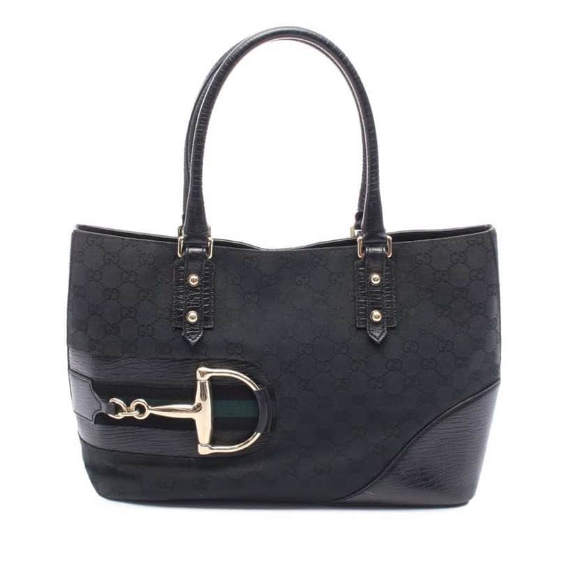 Gucci GG Canvas Hasler Web Tote Black Canvas Good condition - Front View