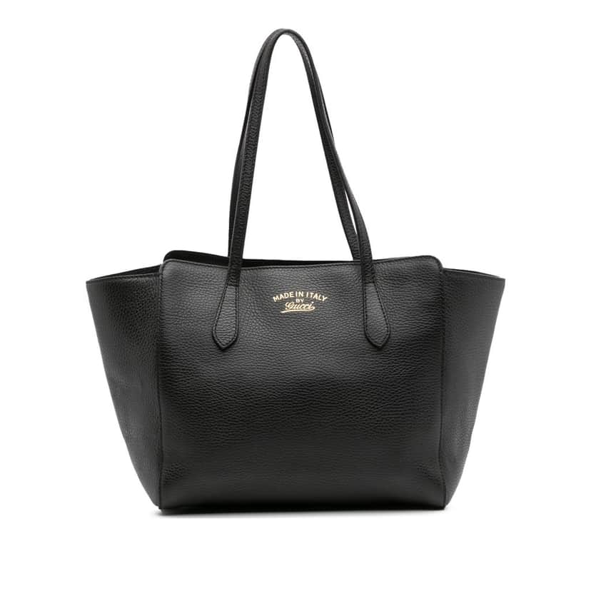 Gucci Small Leather Swing Tote Black Leather Good condition - Front View