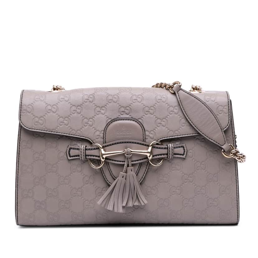 Gucci Medium Guccissima Emily Shoulder Bag Brown Leather Good condition - Front View