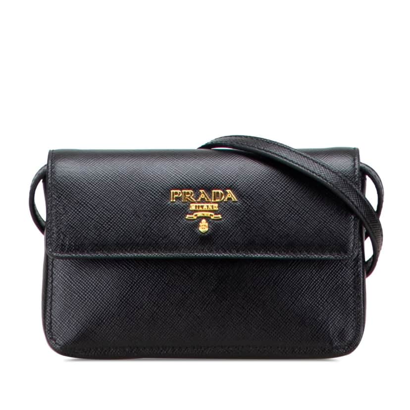 Prada Saffiano Crossbody Black Leather Good condition - Front View