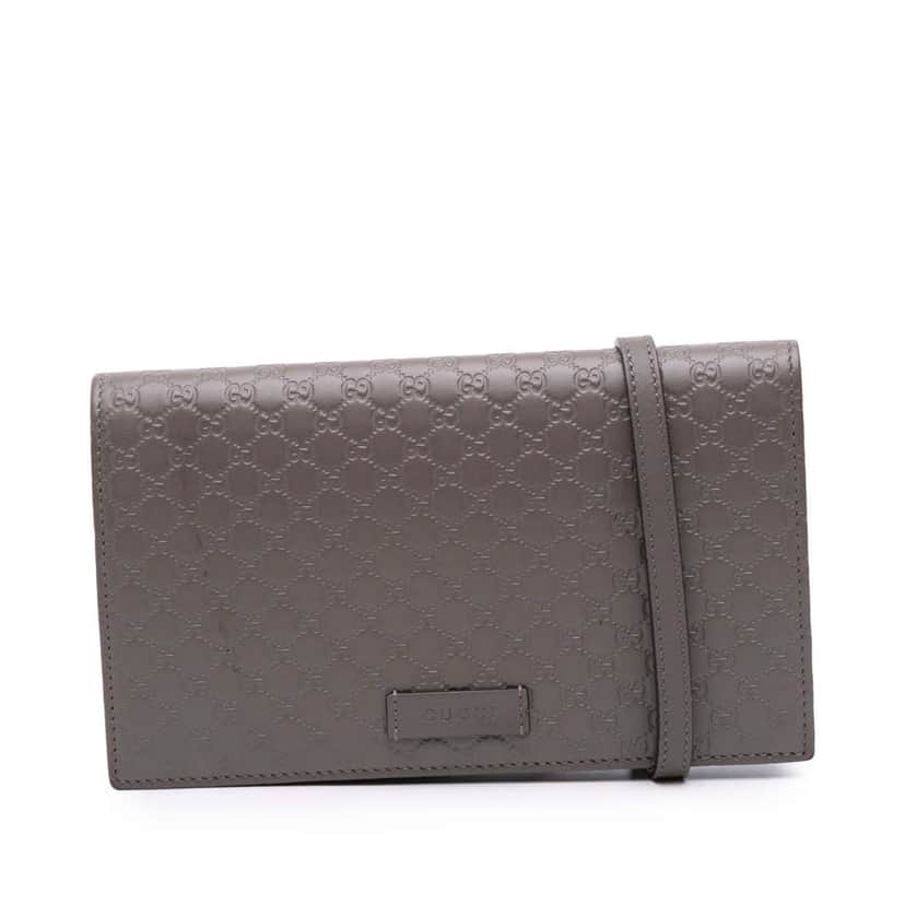 Gucci Microguccissima Wallet on Strap Brown Leather Good condition - Front View