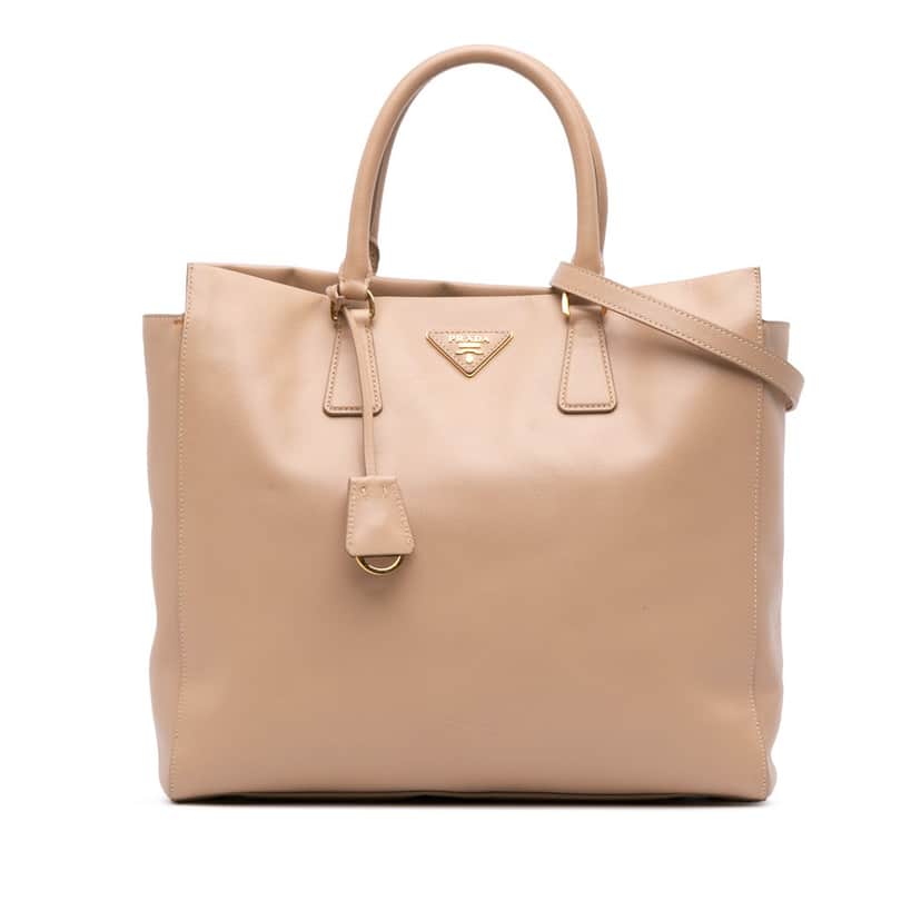 Prada Saffiano Lux Satchel Brown Leather Good condition - Front View
