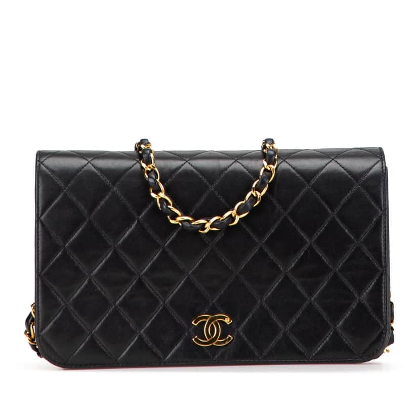 Chanel CC Quilted Lambskin Full Flap Black Leather Good condition - Front View