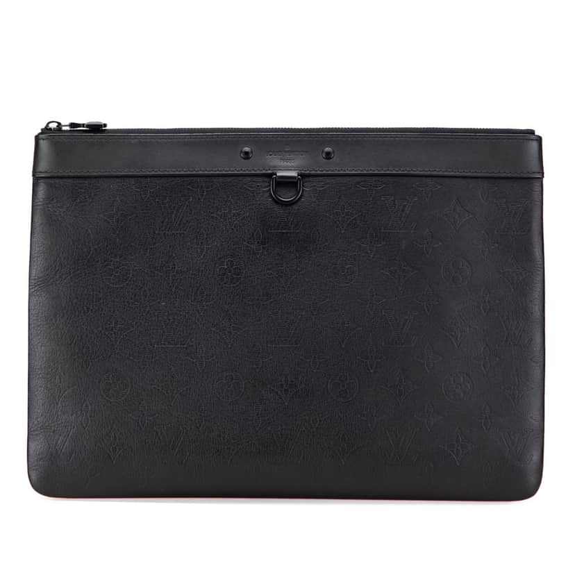 Louis Vuitton Monogram Shadow Discovery Pochette Black Leather Good condition - Front View