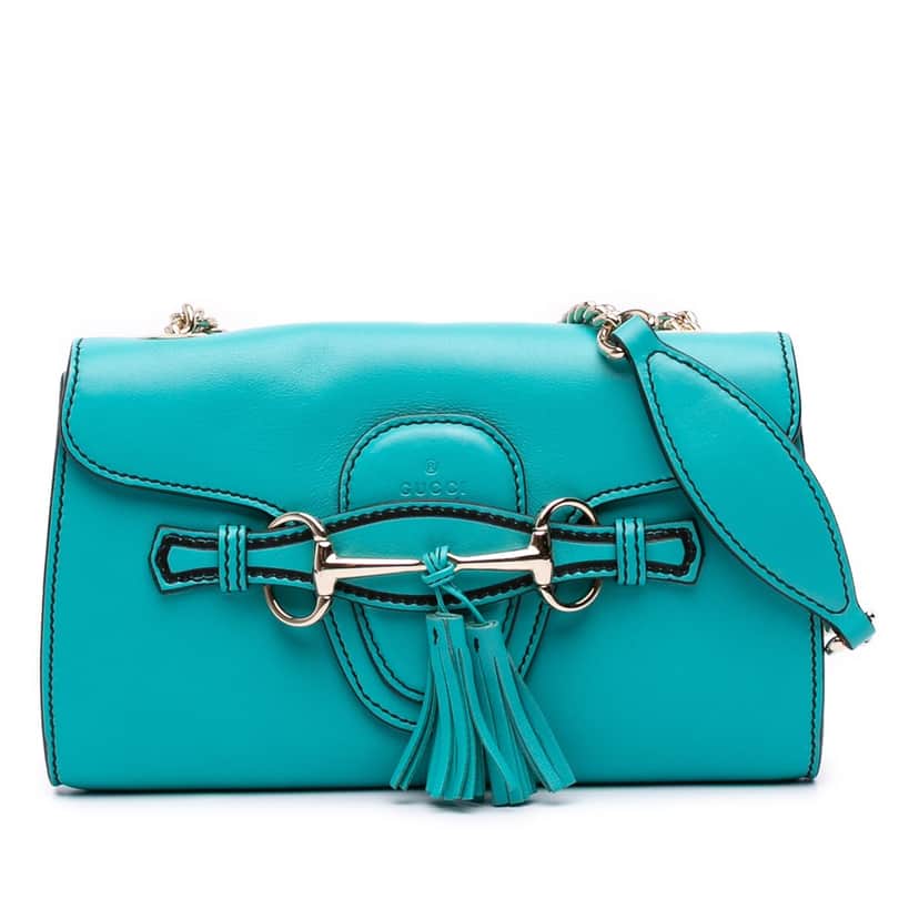 Gucci Small Leather Emily Crossbody Blue Leather Good condition - Front View