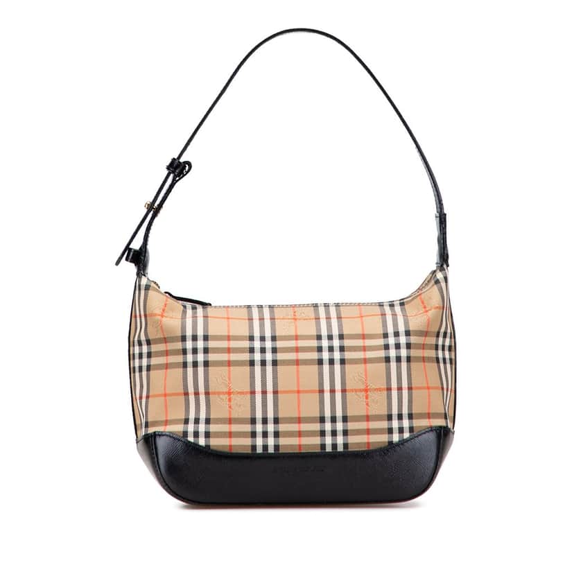 Burberry Haymarket Check Canvas Shoulder Bag Brown Canvas Good condition - Front View