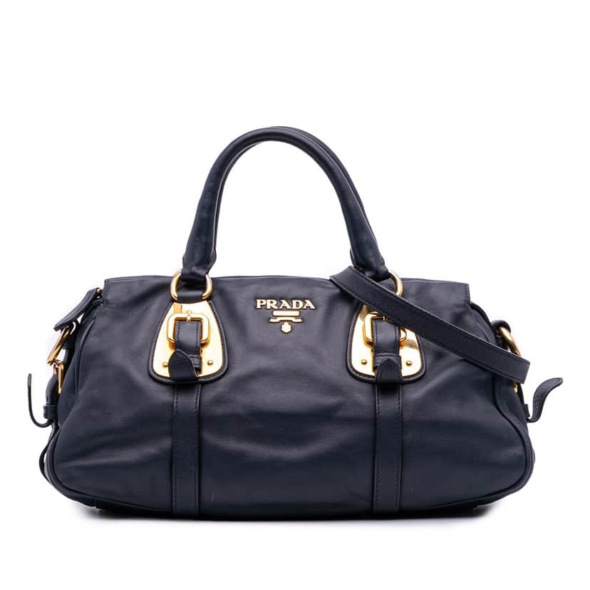 Prada Soft Calf Satchel Blue Leather Good condition - Front View