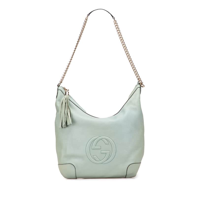Gucci Leather Soho Chain Shoulder Bag Blue Leather Very good condition - Front View