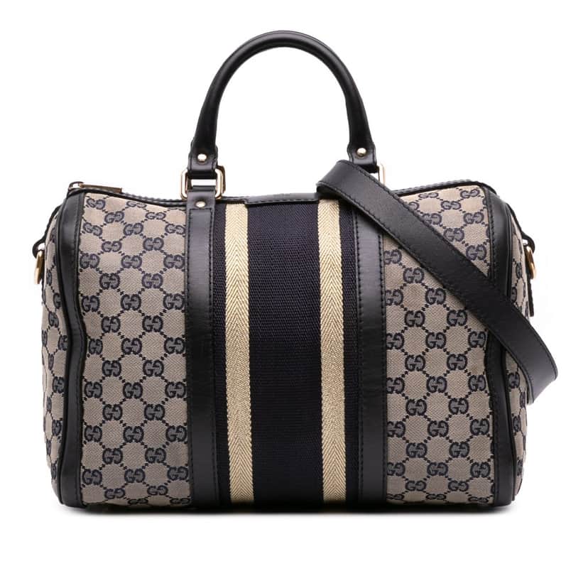 Gucci Medium GG Canvas Web Joy Boston Bag Brown Canvas Good condition - Front View